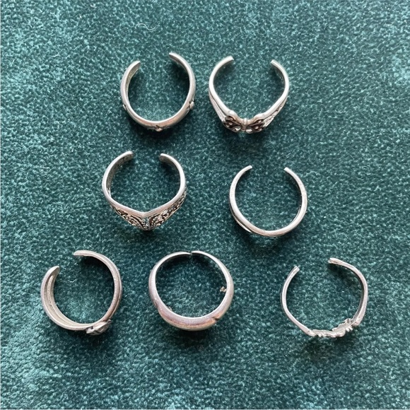 7 Sterling Silver .925 Adjustable Toe Rings Lot - Picture 5 of 5